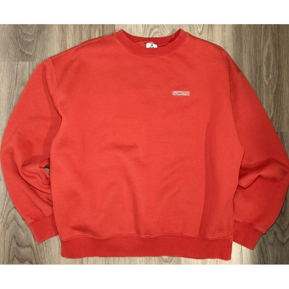 Nike ACG Therma-Fit Heavyweight Crew Sweatshirt Sporty Orange Pullover Size‎ M
